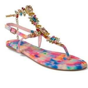 Brand new never worn multicolor sandals with beautiful stones